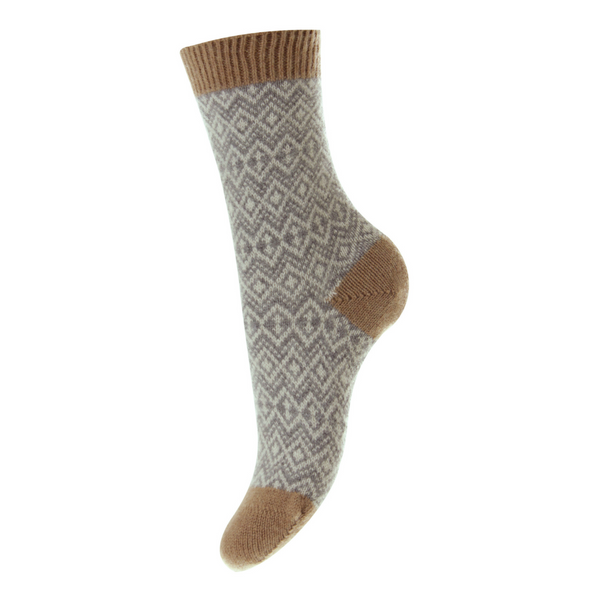 Pantherella Women's Socks | Flannel Grey Patterned Cashmere Socks