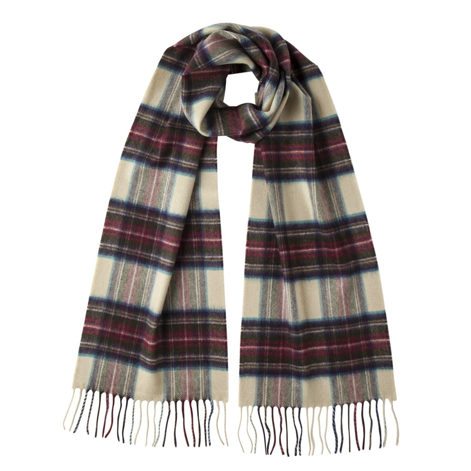 Johnsons of Elgin | Hessian Dress Stuart Tartan Check Cashmere Scarf | buy at The Cashmere Choice | London