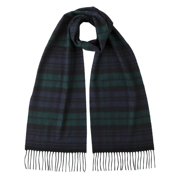 Johnsons of Elgin | Black Watch Tartan Check Cashmere Scarf | buy at The Cashmere Choice | London