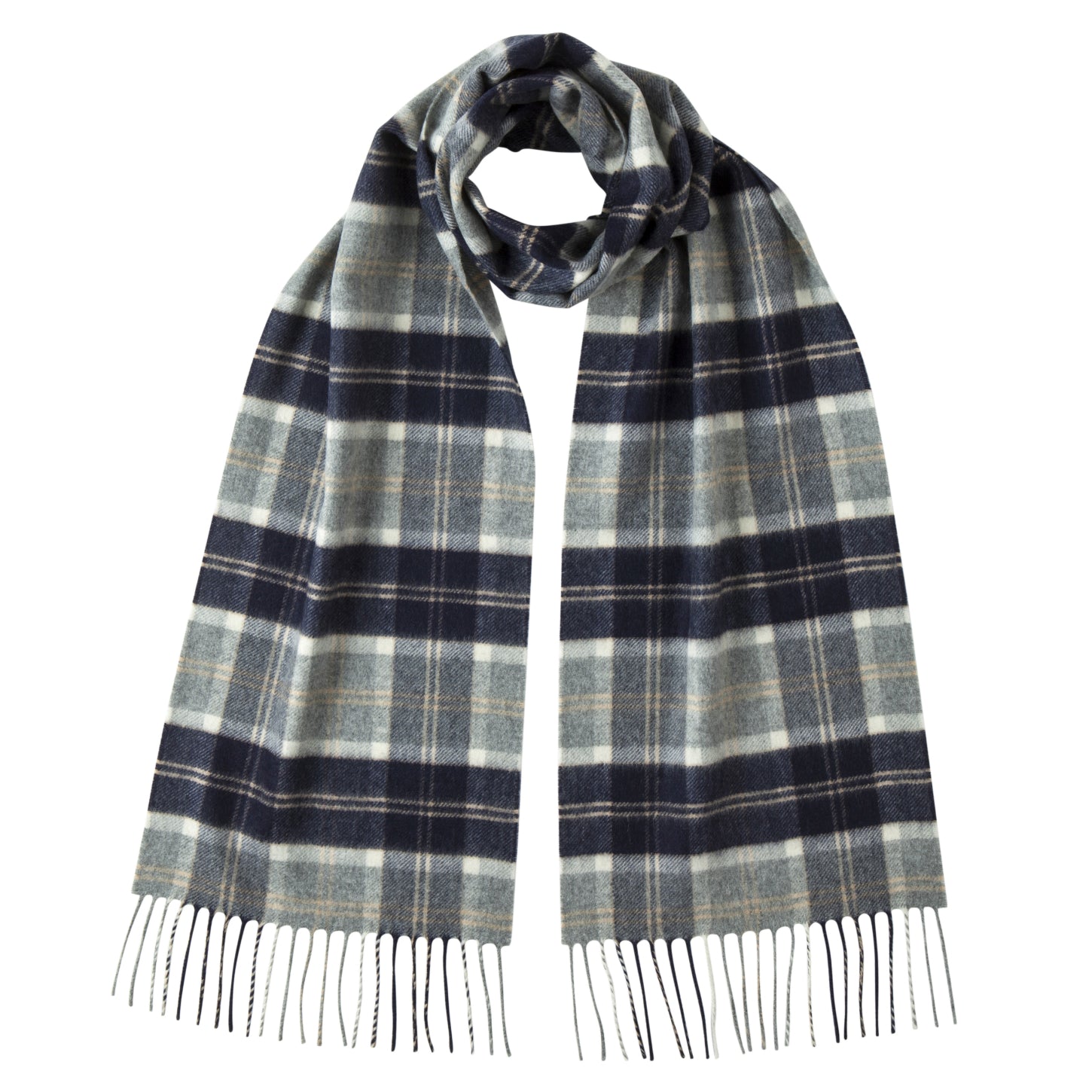 Lomond Cashmere | Silver Bannockbane | Sottish Tartan Cashmere Scarf | Shop at The Cashmere Choice | London