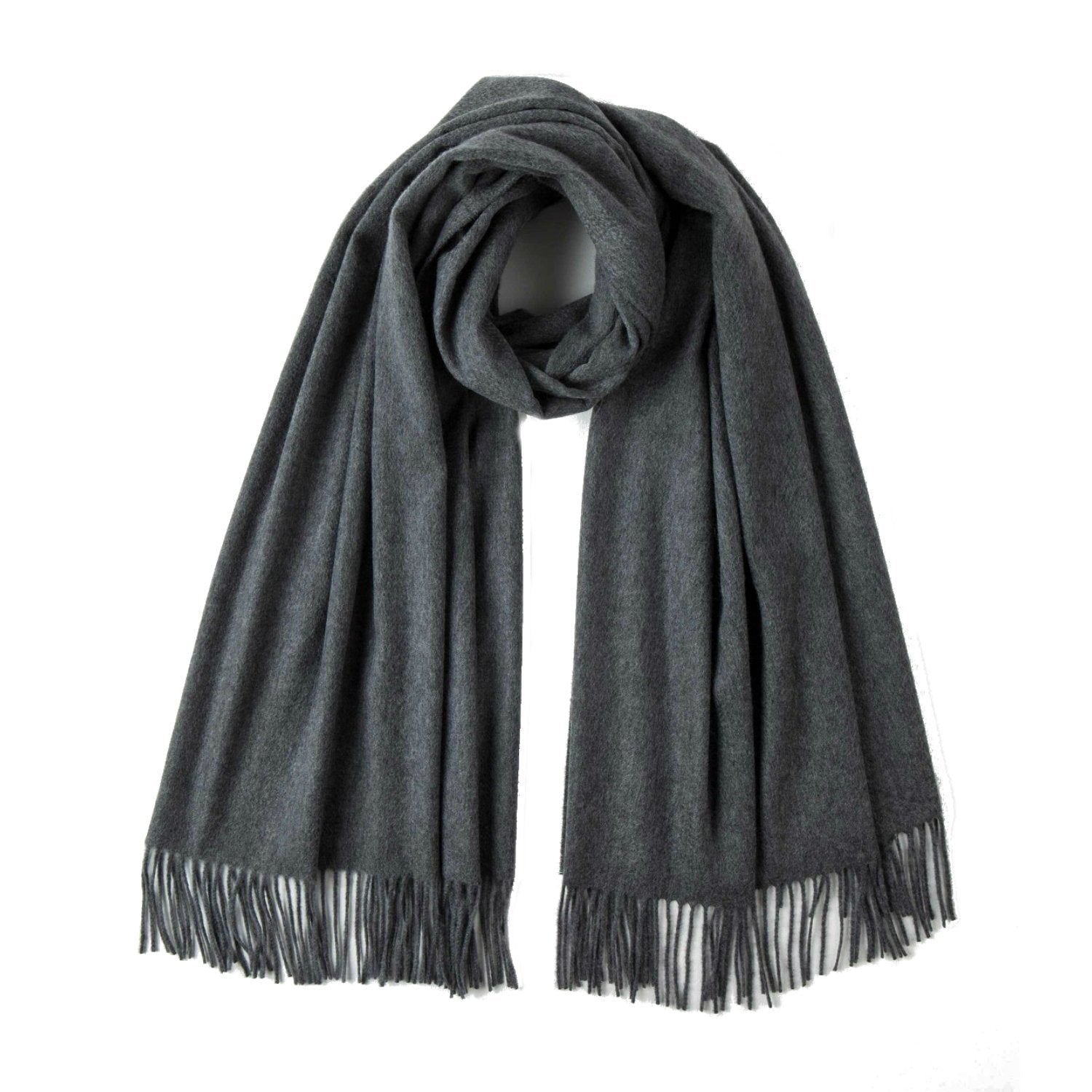 Johnsons of Elgin | Mid Grey Cashmere Stole | Wrap | Large Scarf | buy at The Cashmere Choice | London