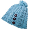 Aran Beanie Hat with Pom Pom | Blue