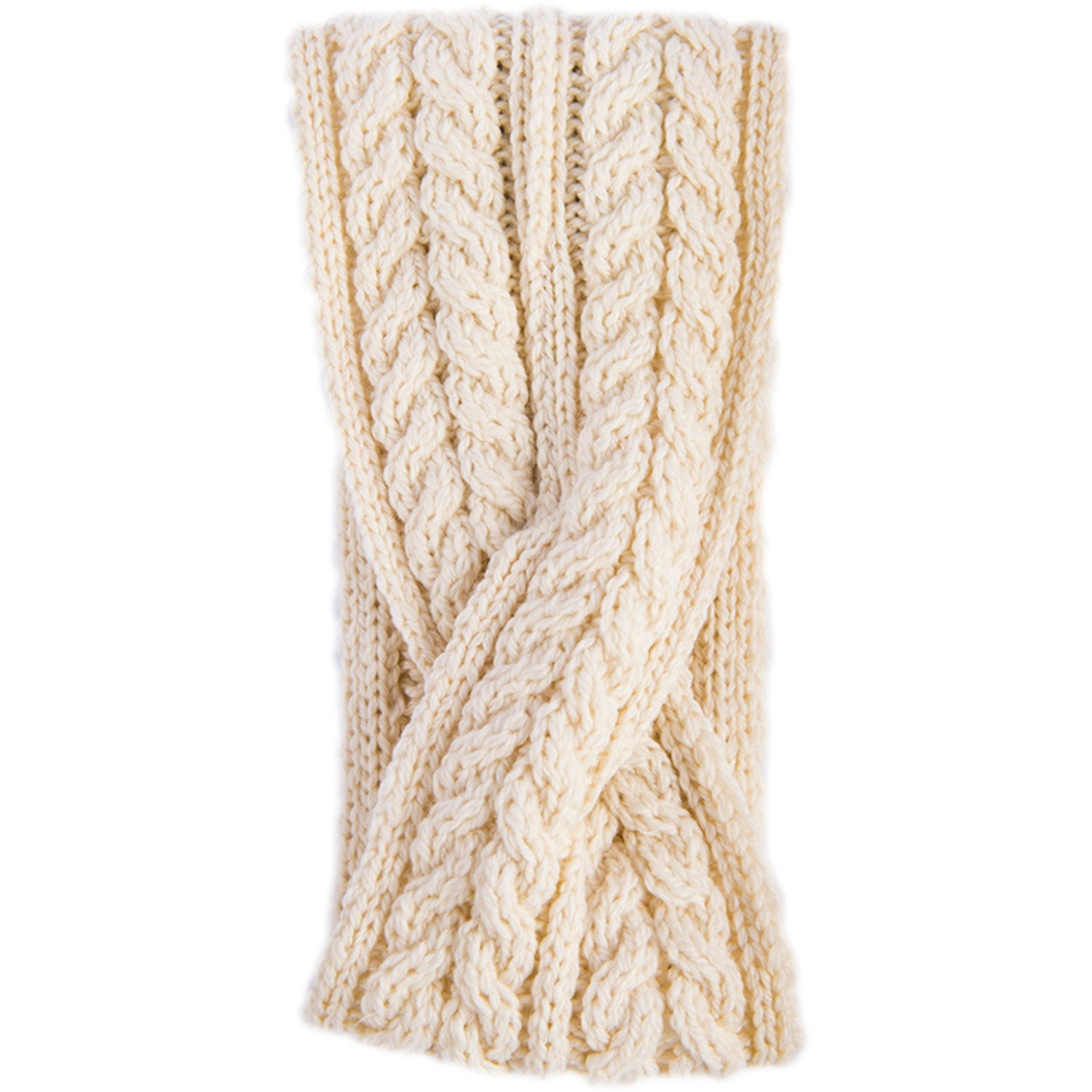 Twisted Knitted Headband | Aran Stitch | Cream