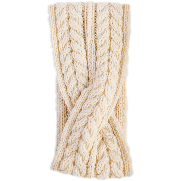 Twisted Knitted Headband | Aran Stitch | Cream