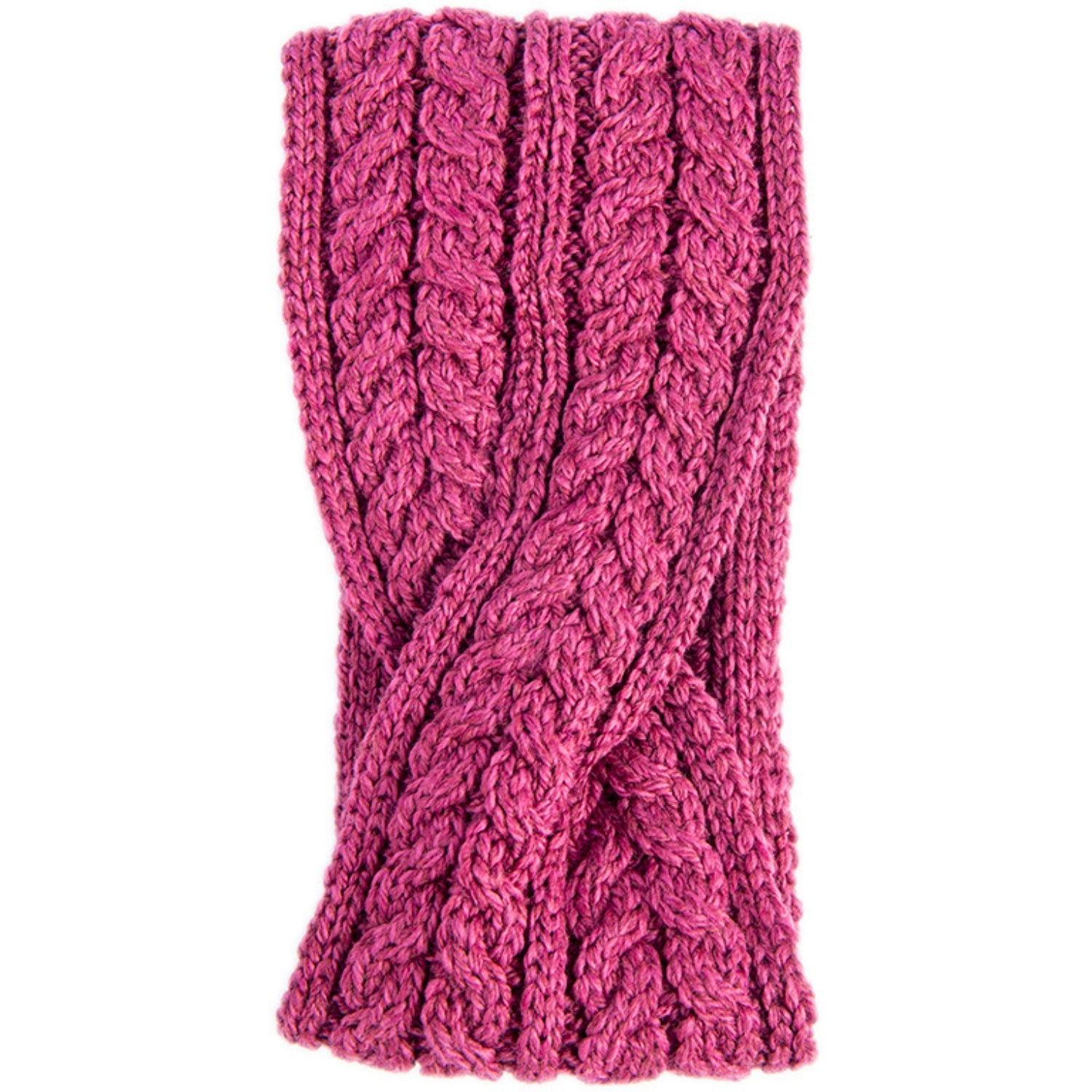Twisted Knitted Headband | Wool Headband | Aran Stitch | Pink