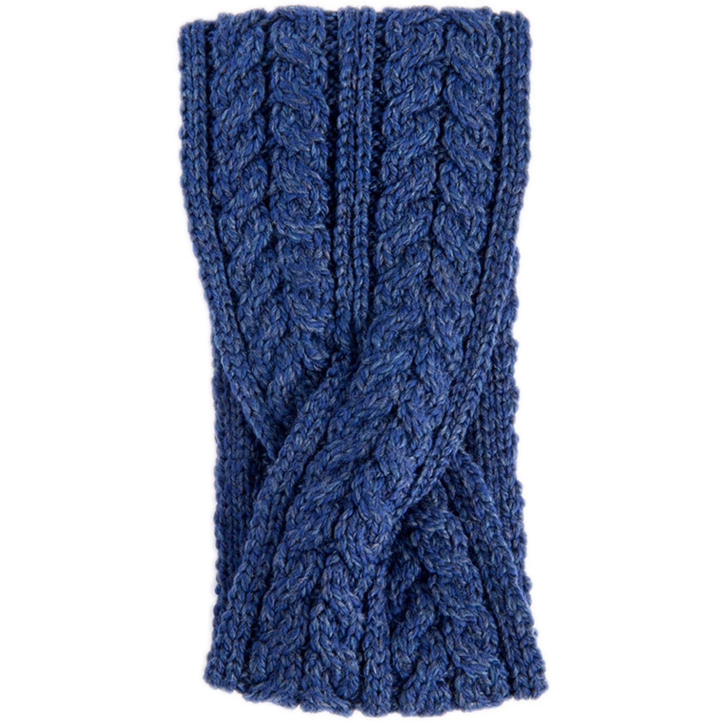 Twisted Knitted Headband | Wool Headband | Aran Stitch | Blue