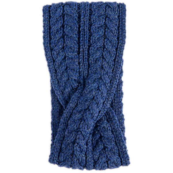 Twisted Knitted Headband | Wool Headband | Aran Stitch | Blue
