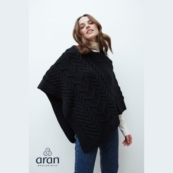 Aran Poncho UK | Black