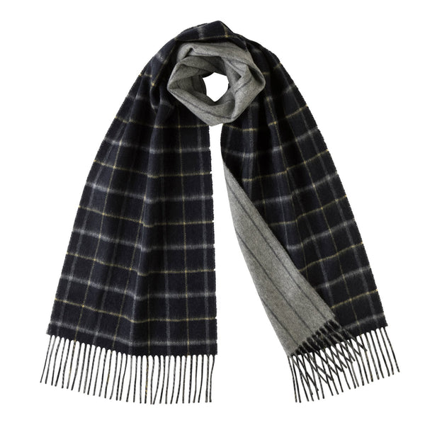 Johnsons of Elgin | Johnstons Cashmere | Mens Reversible Cashmere Scarf | Made in Scotland | Style 6035  | shop at The Cashmere Choice | London